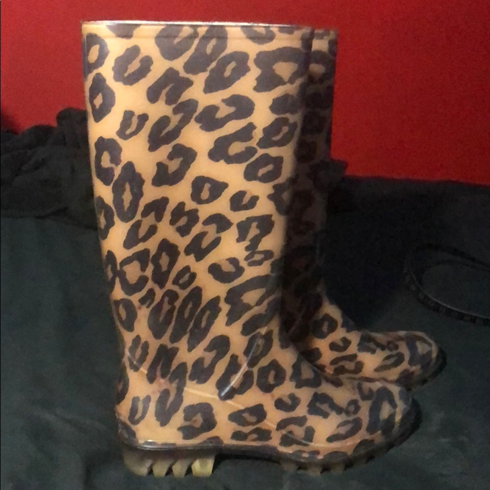 Coach leopard print rain boots